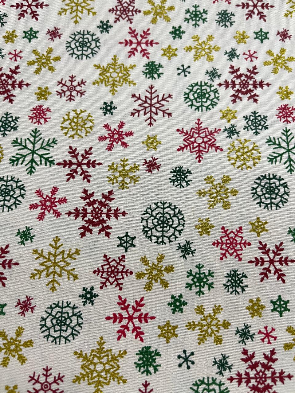 ESTAMPA NATAL GOLD FLOCOS DE NEVE