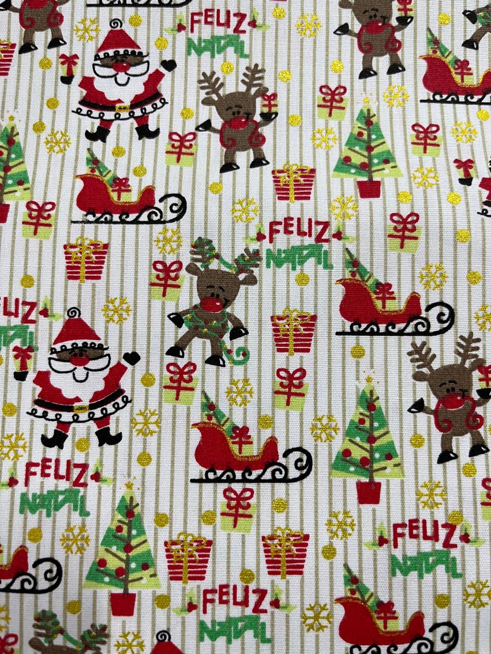 ESTAMPA NATAL GOLD FUNDO BRANCO