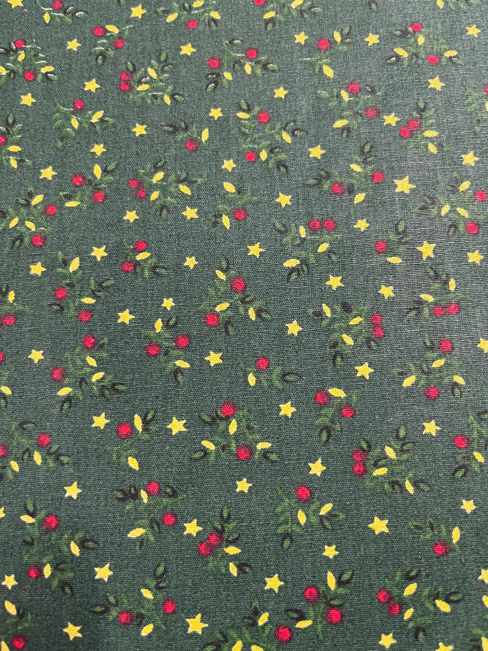 ESTAMPA NATAL GOLD FUNDO VERDE ESTRELADO