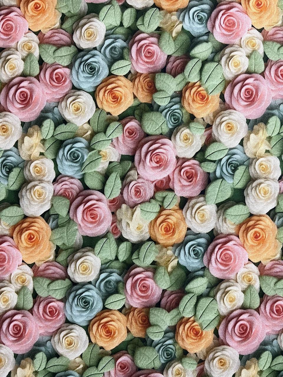 TRICOLINE ROSINHAS SALMÃO FLORES COLORIDAS