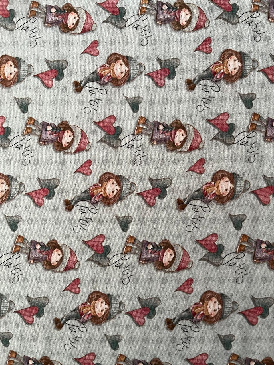 TRICOLINE MENINAS EM PARIS FUNDO AZUL