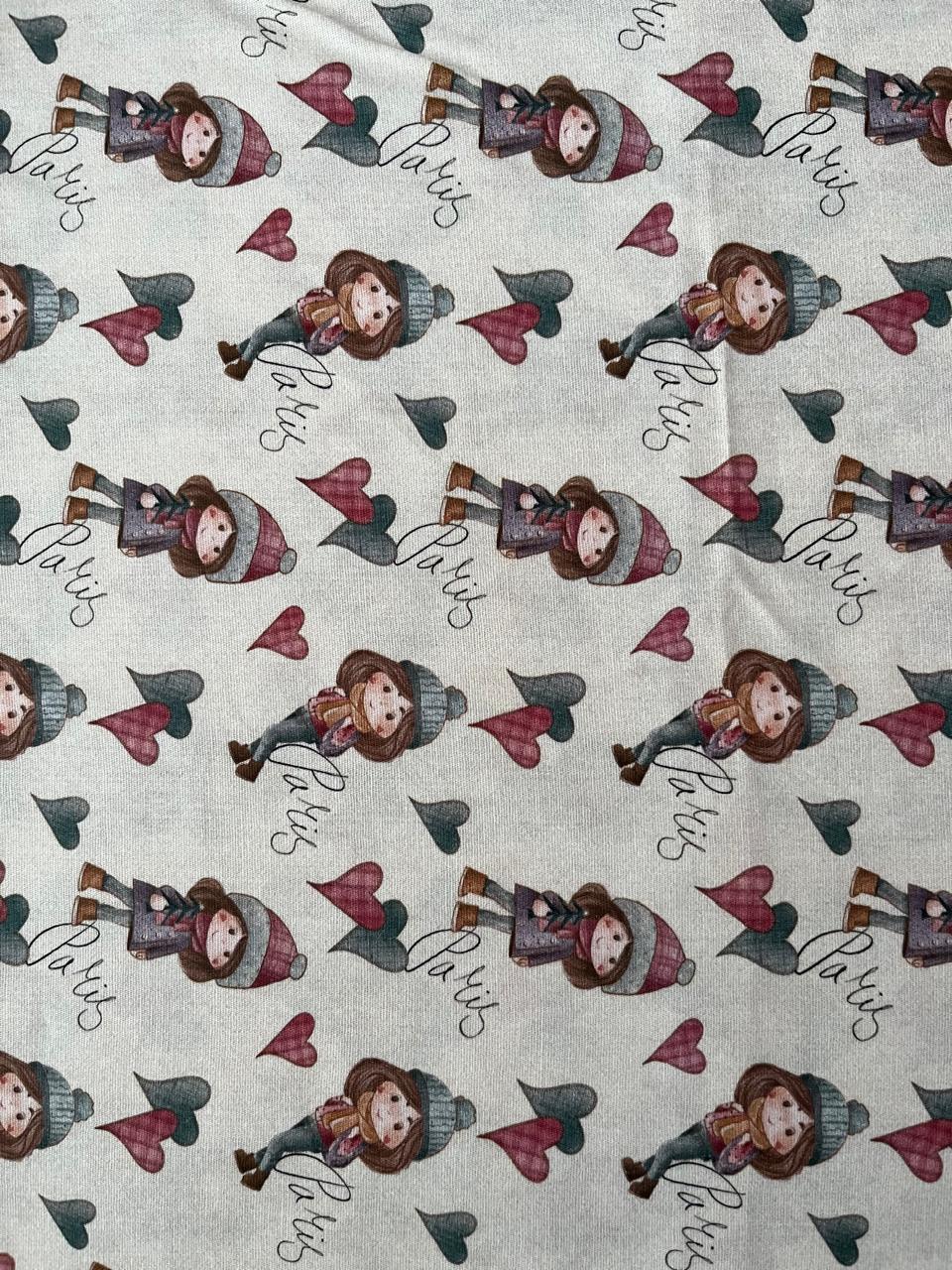 TRICOLINE MENINAS EM PARIS FUNDO CREME