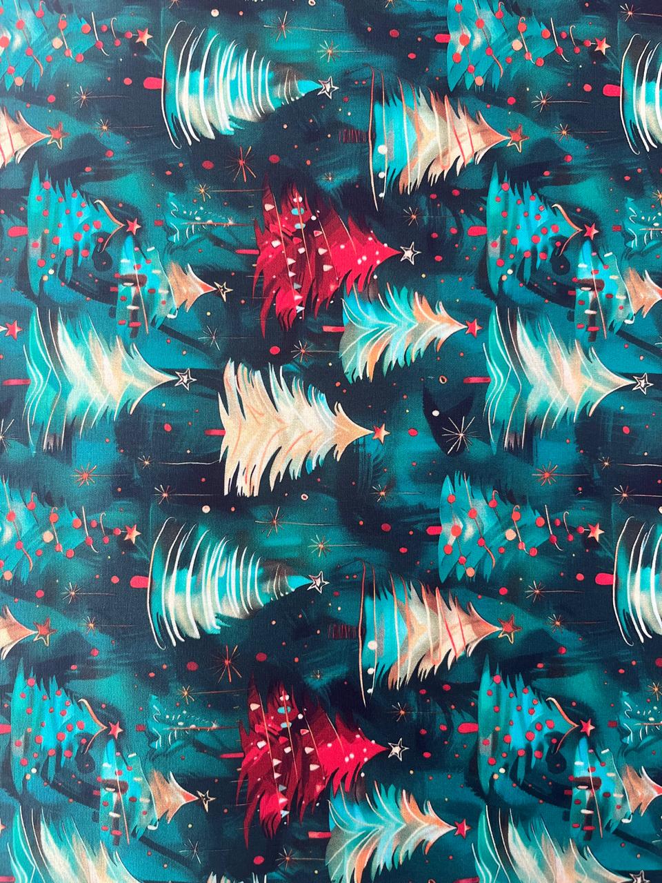 TECIDO DIGITAL 3D NATAL ÁRVORE AZUL