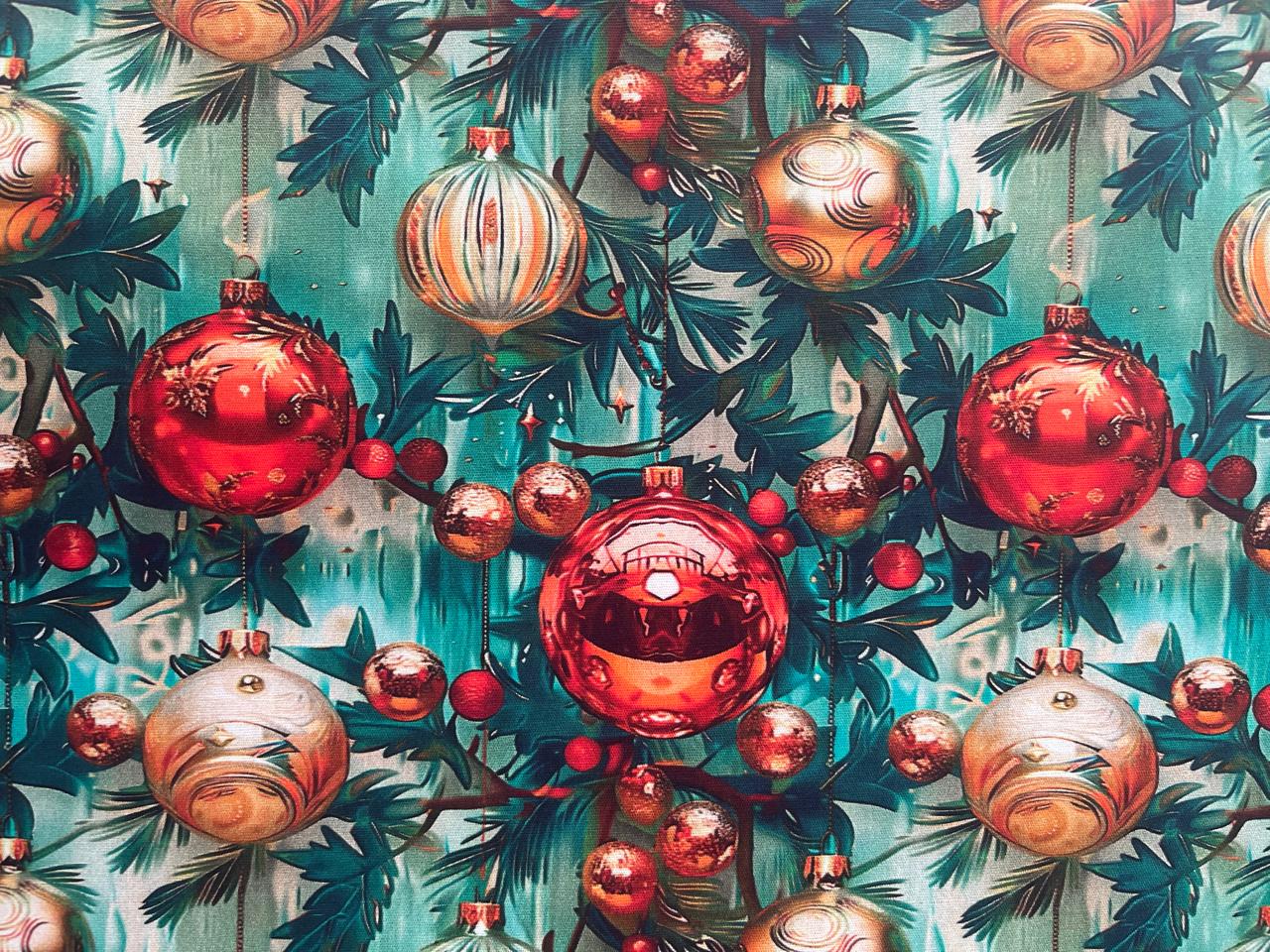 TECIDO DIGITAL 3D NATAL BOLINHAS VERMELHAS