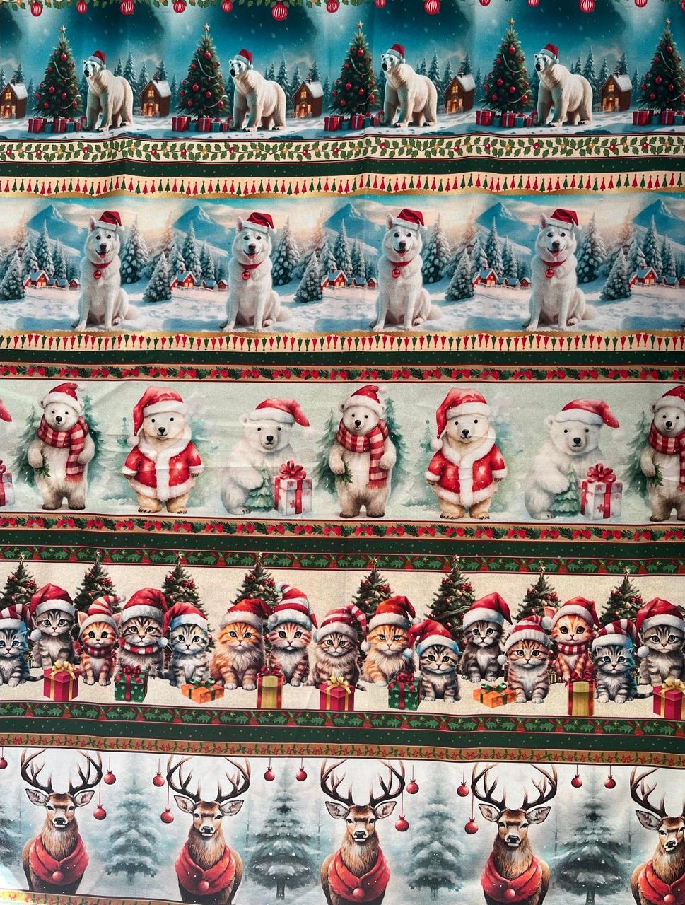 TECIDO BARRADO 3D NATAL URSO POLAR