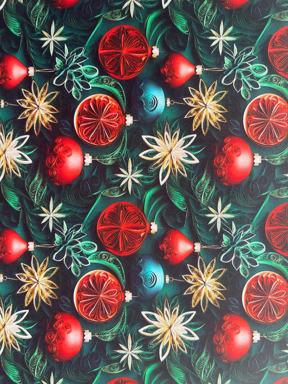 TECIDO DIGITAL 3D NATAL BOLINHAS DA ÁRVORE